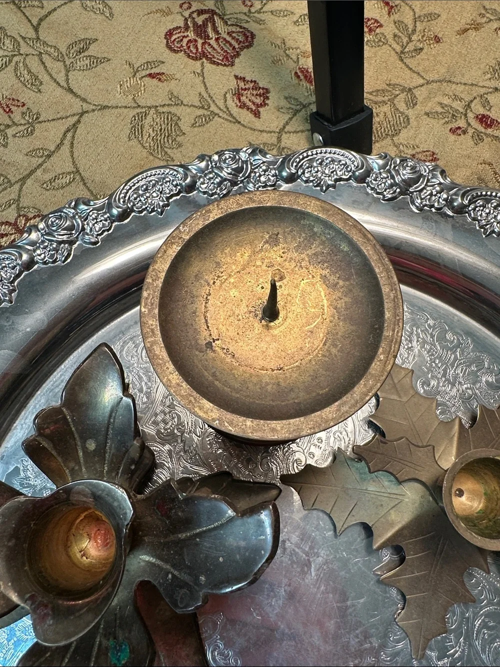 Antique-Style Brass Candle Holders Set in Aged Brass Finish